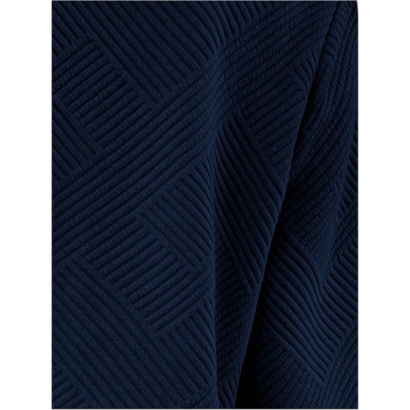 Women's Zip Up Bomber Jacket Casual Textured Long Sleeve Coat Fall Dark Blue - Picture 6 of 6